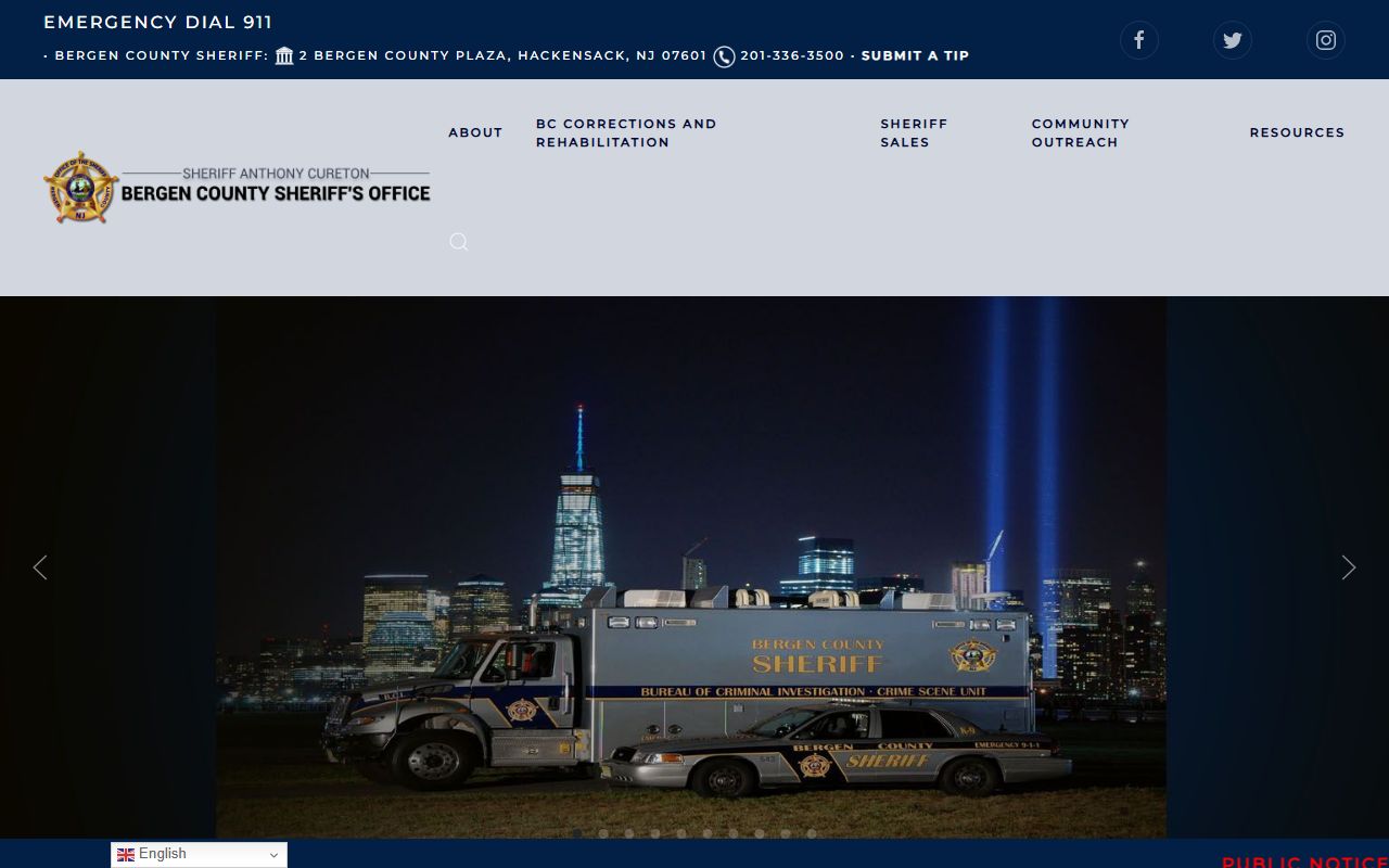 Bergen County Sheriff's Office website for jail mugshots and arrest records