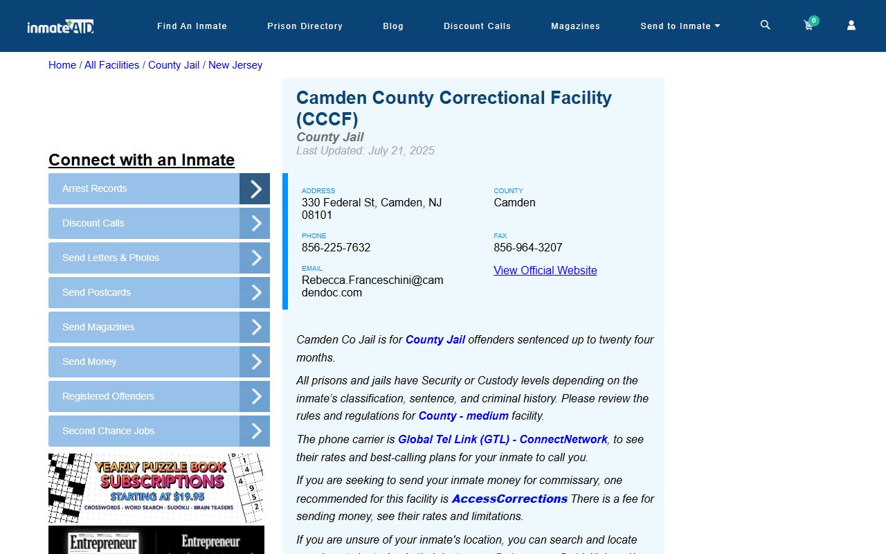 Camden County jail mugshots from Camden County jail information resources