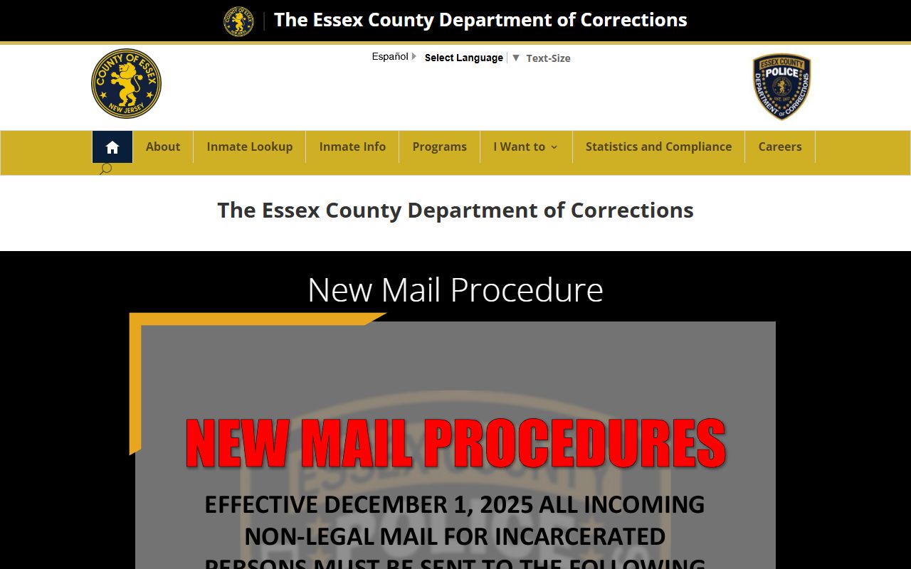 Essex County jail mugshots official corrections page