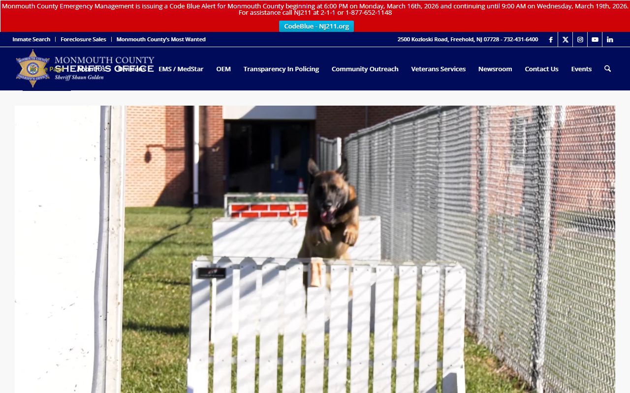 Monmouth County jail mugshots Sheriff's Office website